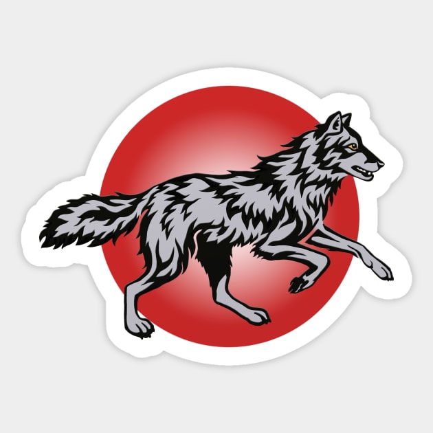 Flame Wolf Running Sticker by Hareguizer